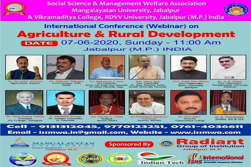 Conference on Agriculture and Rural Development di Jabalpur (M.P.) India, Dr. Muhammad Kristiawan, M.Pd. menjadi Narasumber Utama