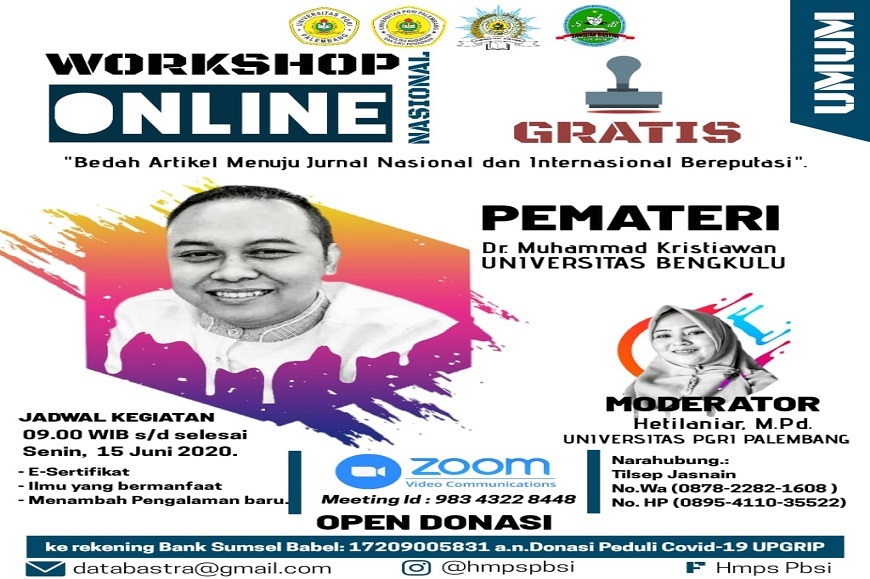 Dr. Muhammad Kristiawan, M.Pd. Pemateri Utama Workshop Online Nasional dengan Tema “Bedah Artikel Menuju Jurnal Nasional dan Internasional Bereputasi”